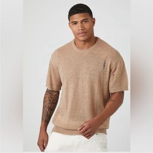 Forever 21 Men Distressed Short Sleeve Sweater NWOT